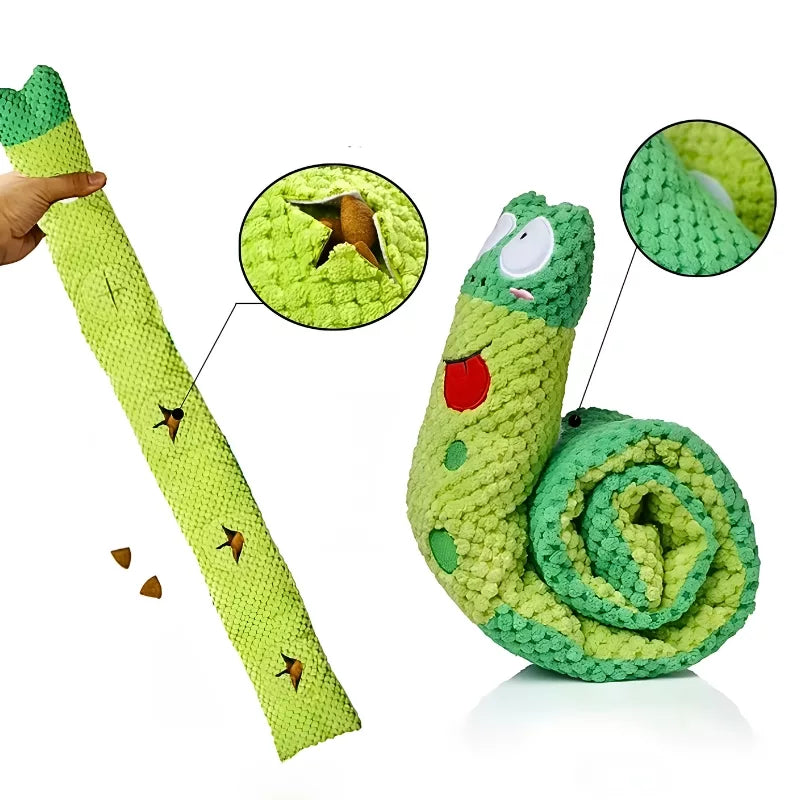 Plyšový slimák s pískatkom a vreckami na pamlsky